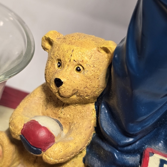 Pledge Allegiance Tea Light Holder Young Boy Holding American Flag Cloth - Picture 7 of 9